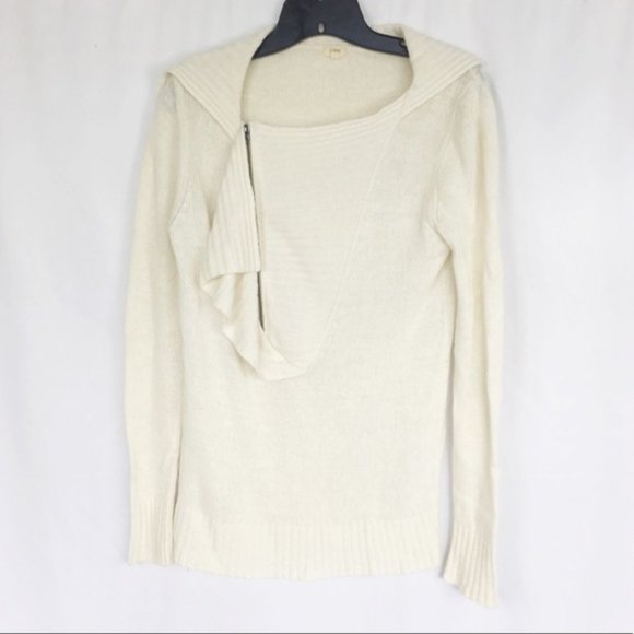 J. Crew Factory Sweaters J Crew Cream Ruffle Merino Woolalpaca